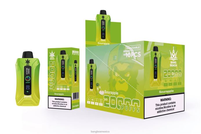 Bang Box Vape - Bang Beach vape elegante de la pantalla de 20000 soplos manzana agria
