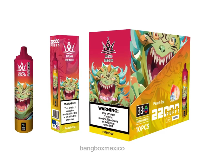 Bang Box Vape - Bang Beach Pantalla inteligente de 22000 inhalaciones hielo de durazno